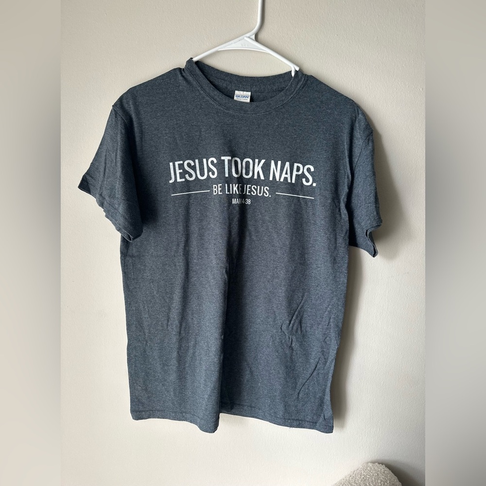 Gray Graphic T-Shirt with Text